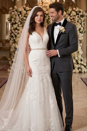 Eva USA 5249 Long Bridal Gown Glitter Wedding Dress