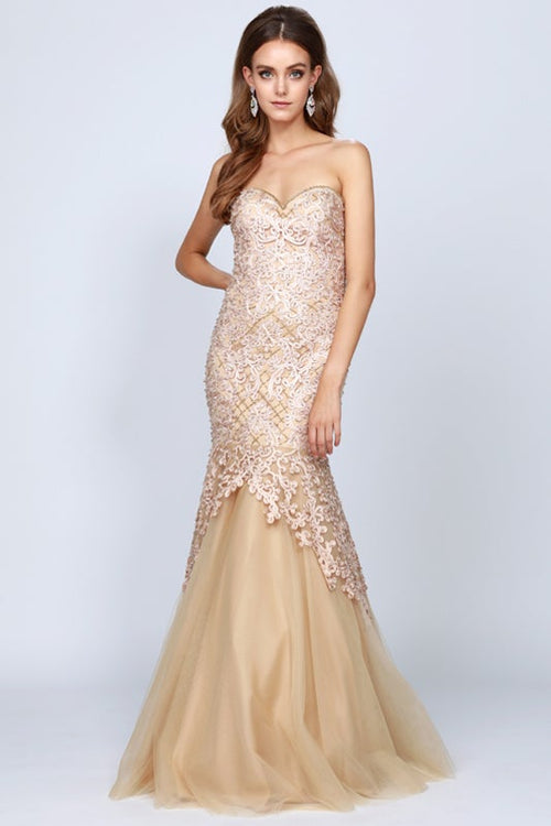 Juliet Gold Long Formal Dresses