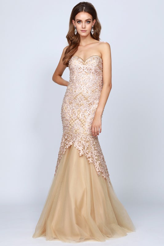 Juliet Gold Long Formal Dresses