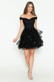 Off-Shoulder Embroidered Short Tulle Party Dress with Corset Back By Lenovia 8130