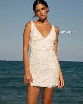 Primavera Couture 11037 Beaded Mini Wedding Dress