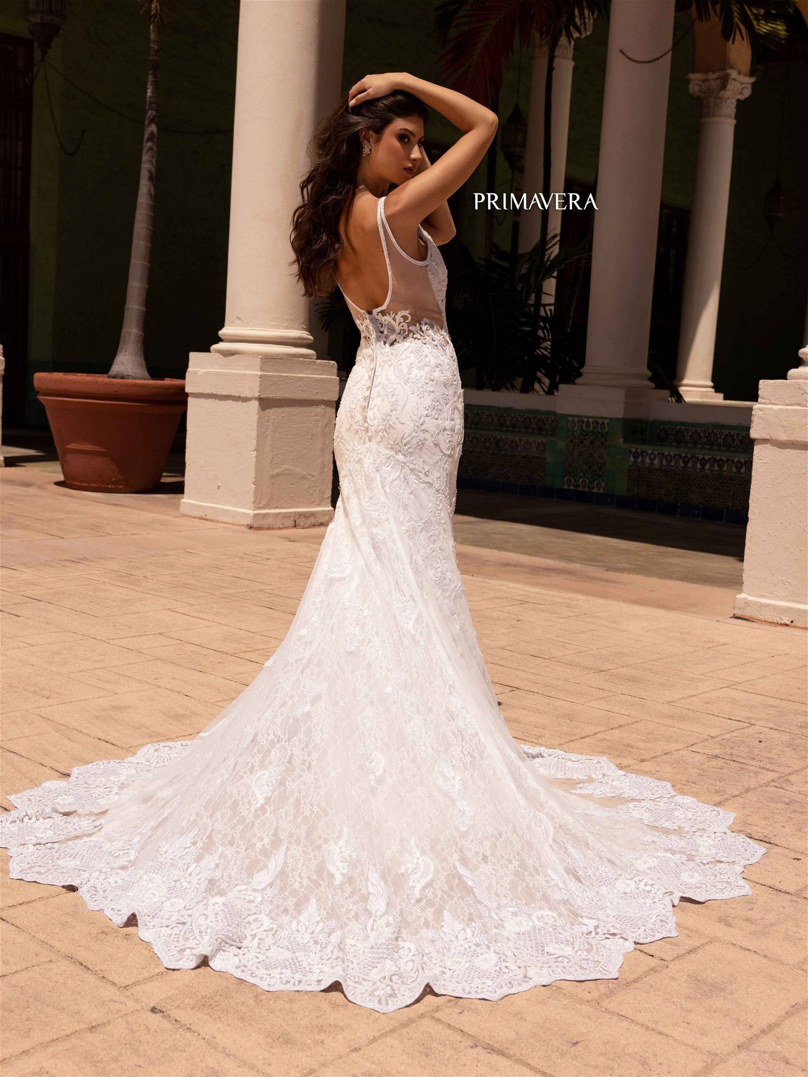 Primavera Couture 11101 Lace Bridal Gown Long Wedding Dress