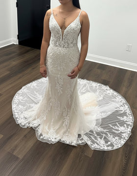 Primavera Couture 11103 Spaghetti Strap Fit and Flare Wedding Gown
