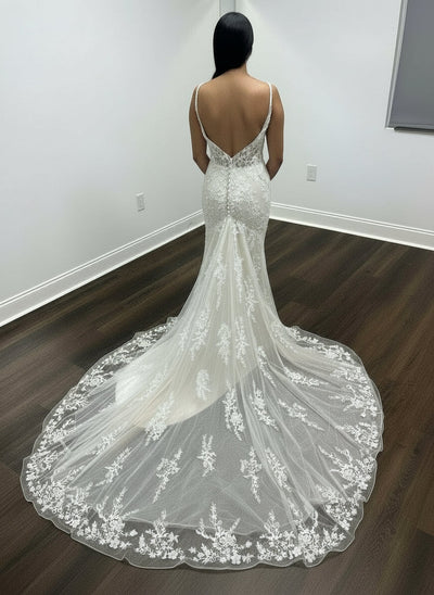 Primavera Couture 11103 Spaghetti Strap Fit and Flare Wedding Gown