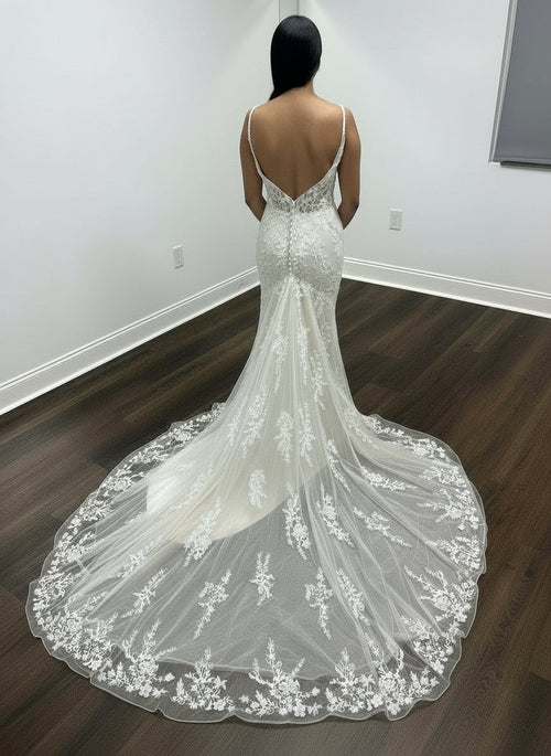 Primavera Couture 11103 Spaghetti Strap Fit and Flare Wedding Gown