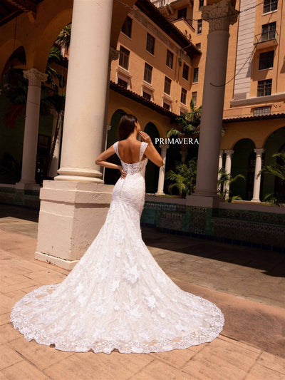 Primavera Couture 11107 Long Bridal Gown Floral Lace Wedding Dress