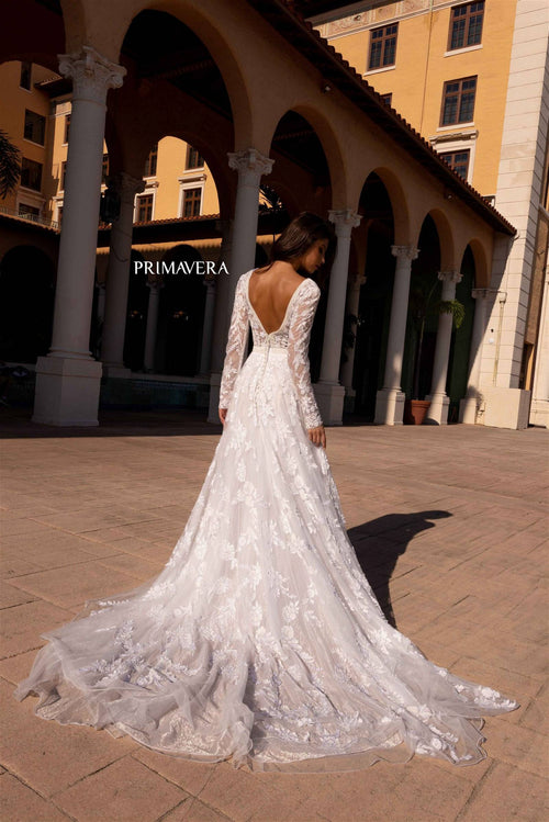 Primavera Couture 11111 Long Sleeve A-Line Wedding Dress