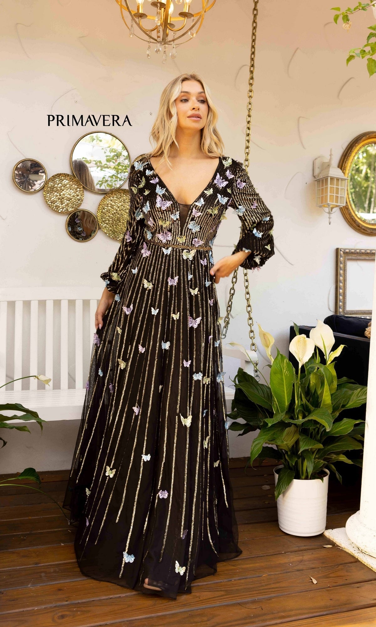 Primavera Couture Black Multi Apparel & Accessories > Clothing > Dresses