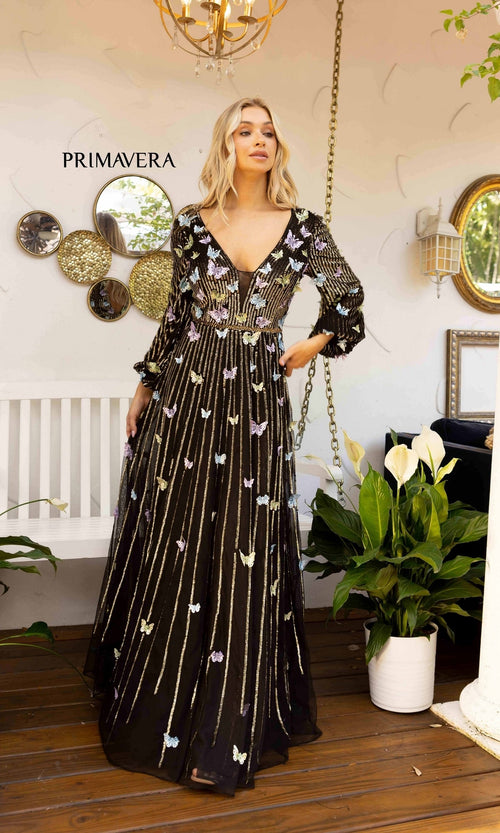 Primavera Couture Black Multi Apparel & Accessories > Clothing > Dresses