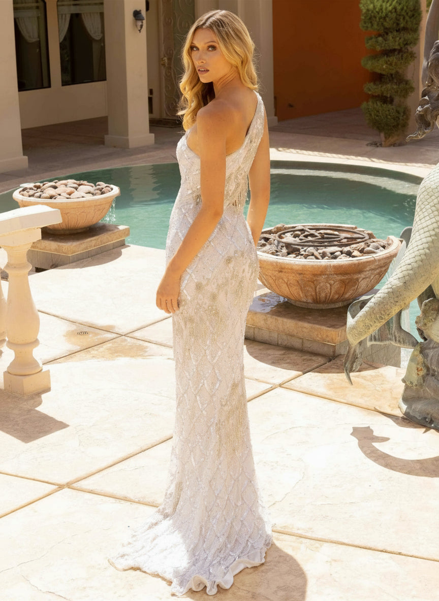 Primavera Couture 12051 Beaded Fitted Fringe Prom Dress