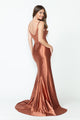 Vestido de noche de satén estilo sirena con corpiño bordado y chaqueta transparente de Lenovia 8175