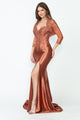 Vestido de noche de satén estilo sirena con corpiño bordado y chaqueta transparente de Lenovia 8175