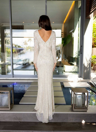 Primavera Couture 12165 Fitted Long Sleeve Formal Sequin Dress
