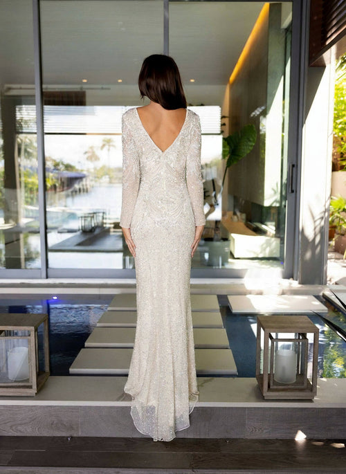 Primavera Couture 12165 Fitted Long Sleeve Formal Sequin Dress