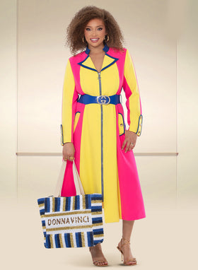 Long Sleeve V-Neck Zip Front Belted High-Low Church Dress for Special Occasion by Tesoro Moda 12197