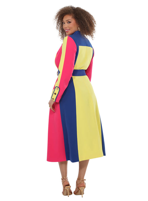 Long Sleeve V-Neck Zip Front Belted High-Low Church Dress for Special Occasion by Tesoro Moda 12197