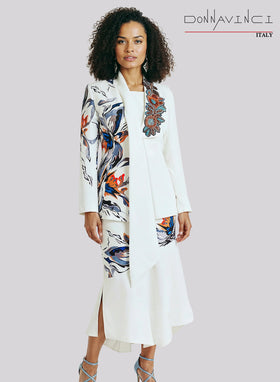Long Sleeve Floral Print 3-Piece Jacket Cami & Skirt Set Church Suit by Tesoro Moda 12254