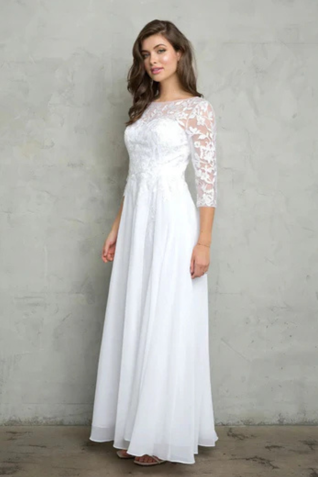 Eva USA 5258 Chiffon Wedding Dress – White Bridal Gown