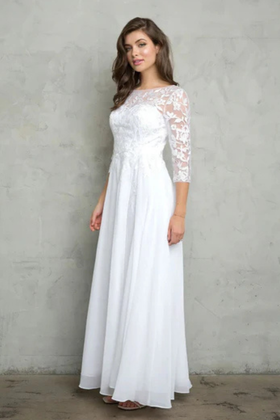Eva USA 5258 Chiffon Wedding Dress – White Bridal Gown