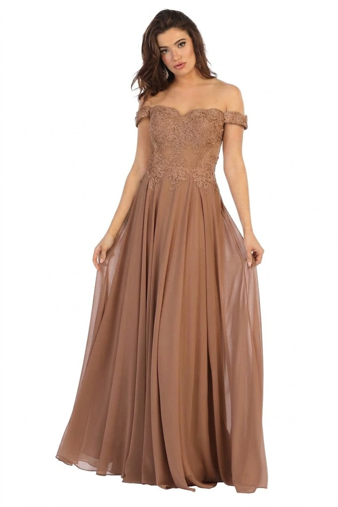 Off The Shoulder Evening Dress Long A-Line Gown & Plus Size by MQ1644