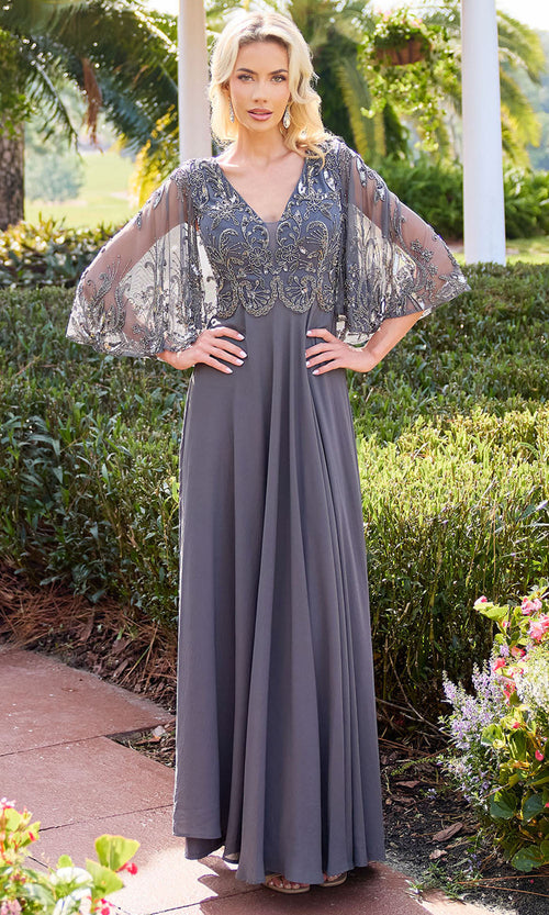 Primavera Couture 13162 - Cape Sleeve Empire Waist Formal Dress Mother of the Bride Dresses