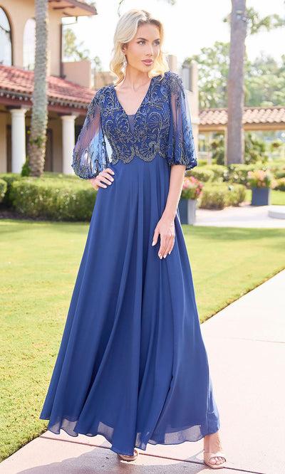 Primavera Couture 13162 - Cape Sleeve Empire Waist Formal Dress Mother of the Bride Dresses
