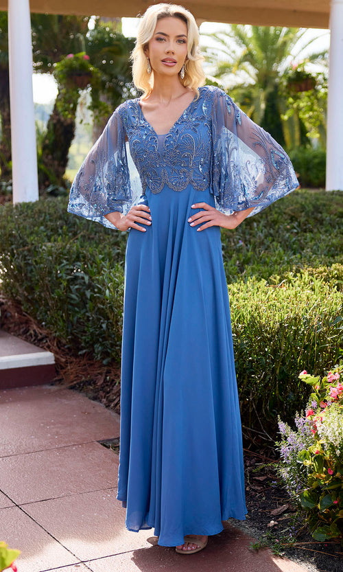 Primavera Couture 13162 - Cape Sleeve Empire Waist Formal Dress Mother of the Bride Dresses