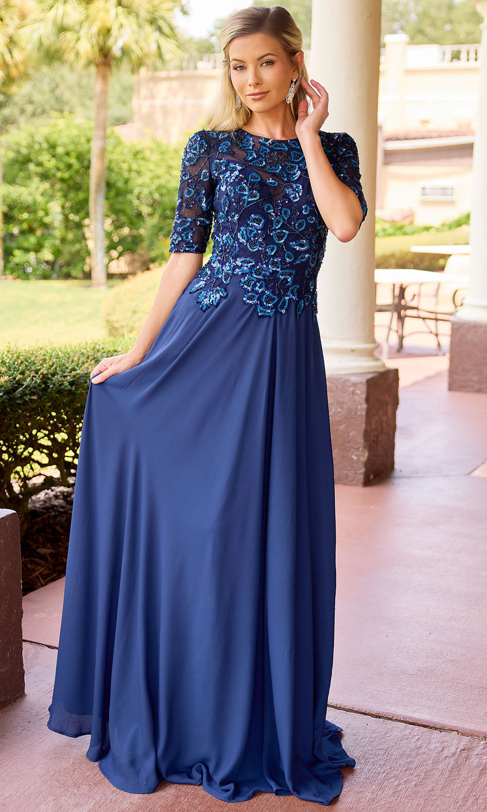 Primavera Couture 13171 - Short Sleeve Sparkle Formal Dress Mother of the Bride Dresses