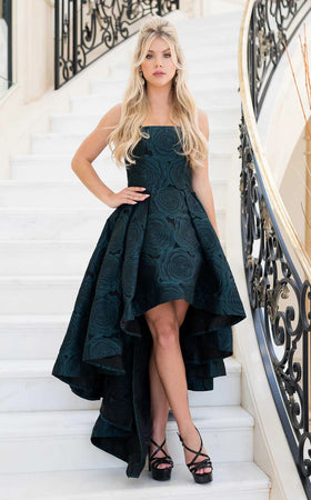 Jessica Angel JA134 Square Neck Sleeveless A-Line Prom Formal Brocade Dress