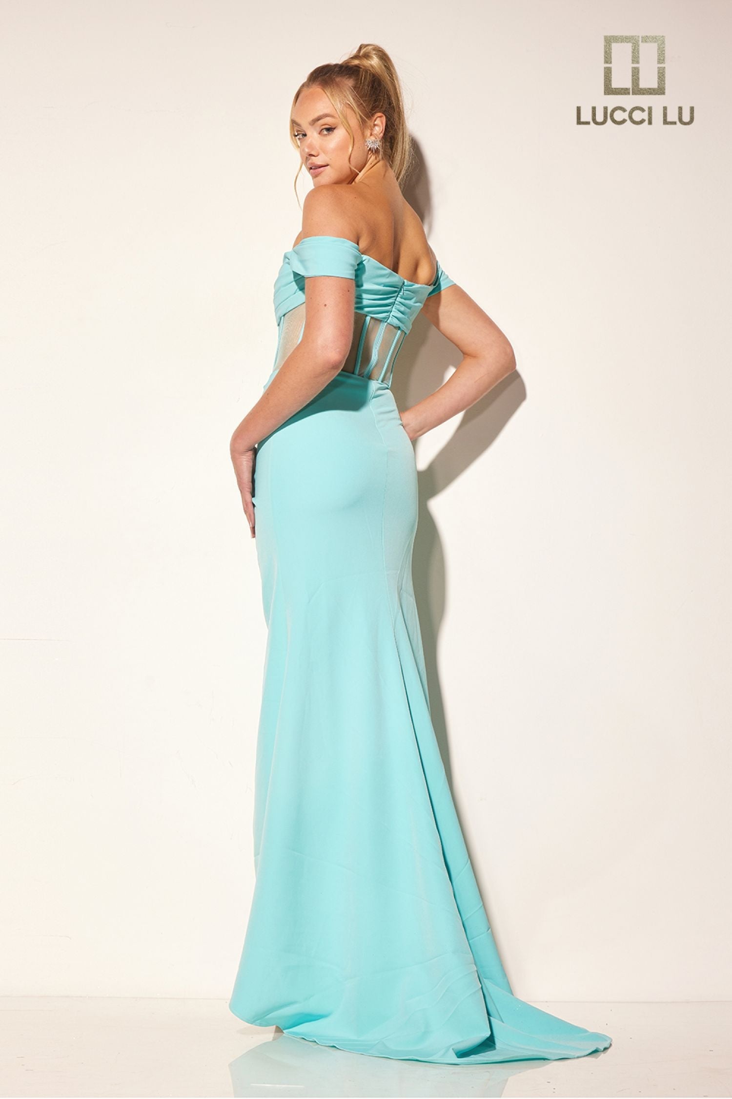 Glitter Sleeveless A-line Tiered Gown by Lucci Lu 1361