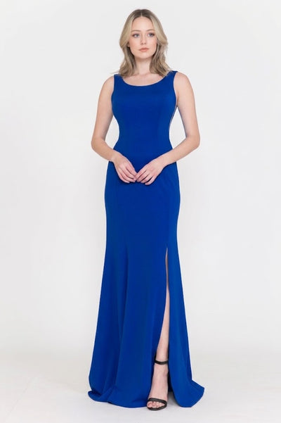 Poly USA 8168 Vestidos de dama de honor largos, sin mangas, sencillos, con aberturas laterales