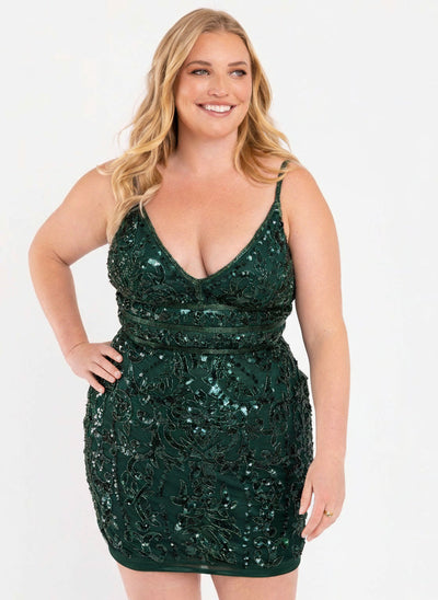 Primavera Couture 14035 Short Plus Size Fitted Prom Dress