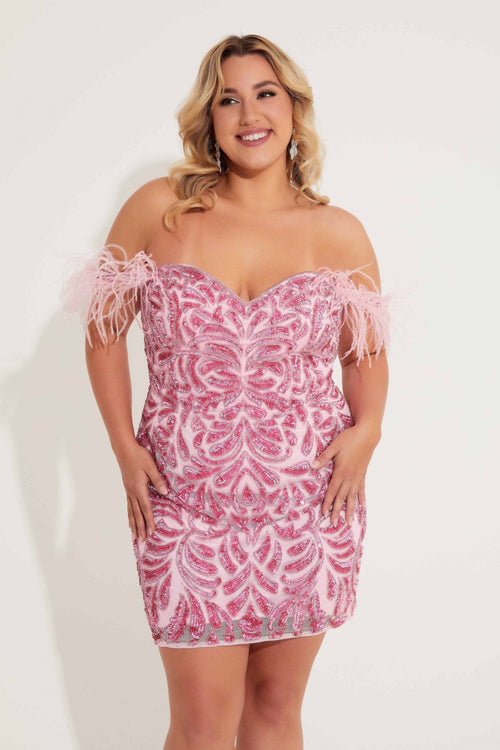 Plus Size Dresses Short Fitted Homecoming Cocktail Dress Candy Pink