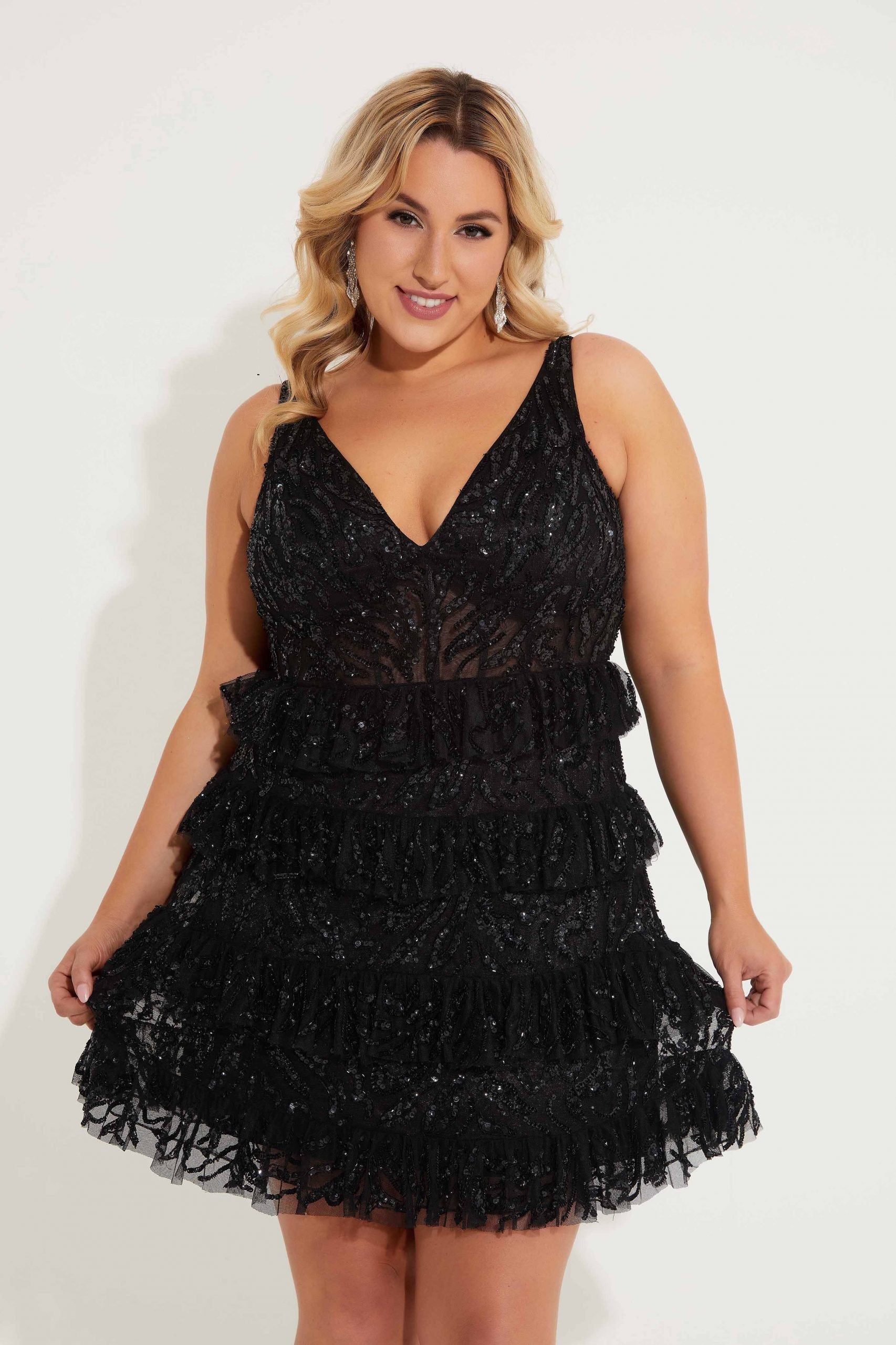 Primavera Couture 14063 Homecoming Plus Size Short Cocktail Sequin Dress