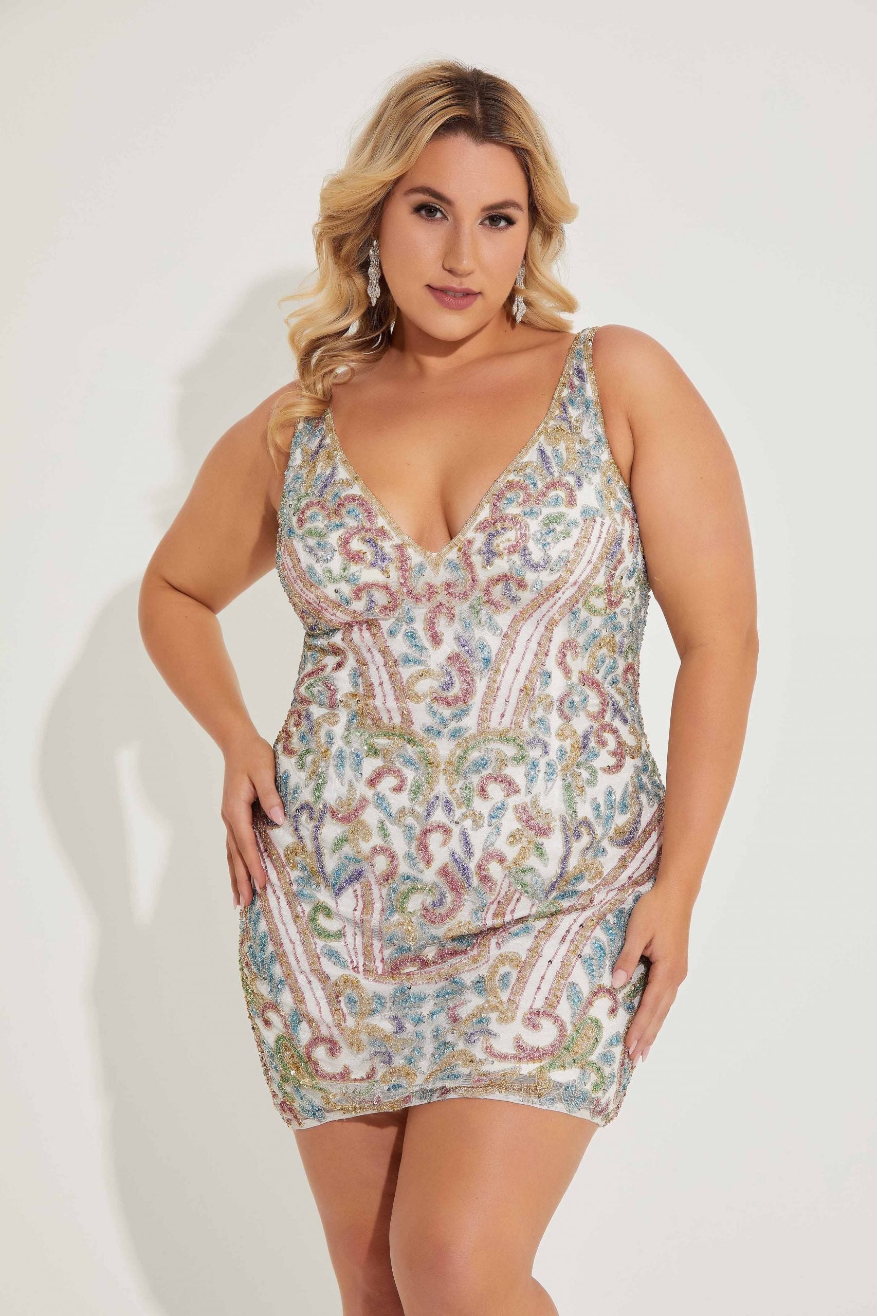 Primavera Couture 14065 Short Cocktail Fitted Plus Size Dress