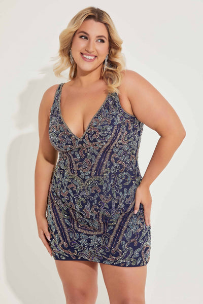 Primavera Couture 14065 Short Cocktail Fitted Plus Size Dress
