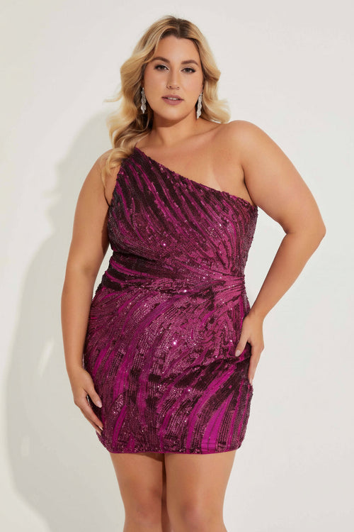 Primavera Couture 14066 Plus Size Beaded Short Fitted Dress