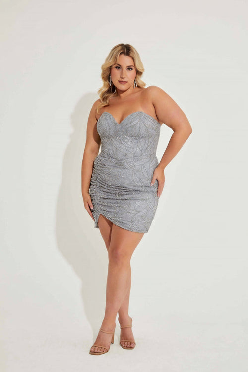 Plus Size Dresses Plus Size Short Fitted Cocktail Dress Platinum