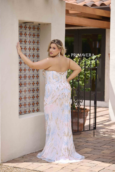 Primavera Couture 14081 Long Formal Plus Size Fitted Prom Dress