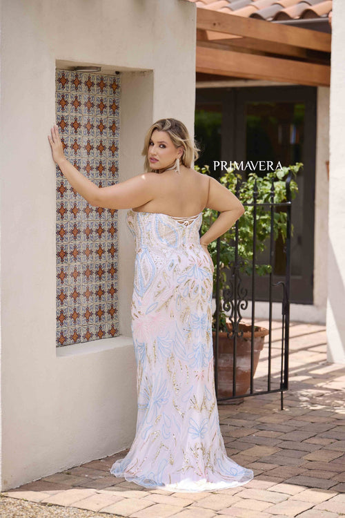 Primavera Couture 14081 Long Formal Plus Size Fitted Prom Dress