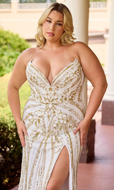 Primavera Couture Black Gold Prom Dresses