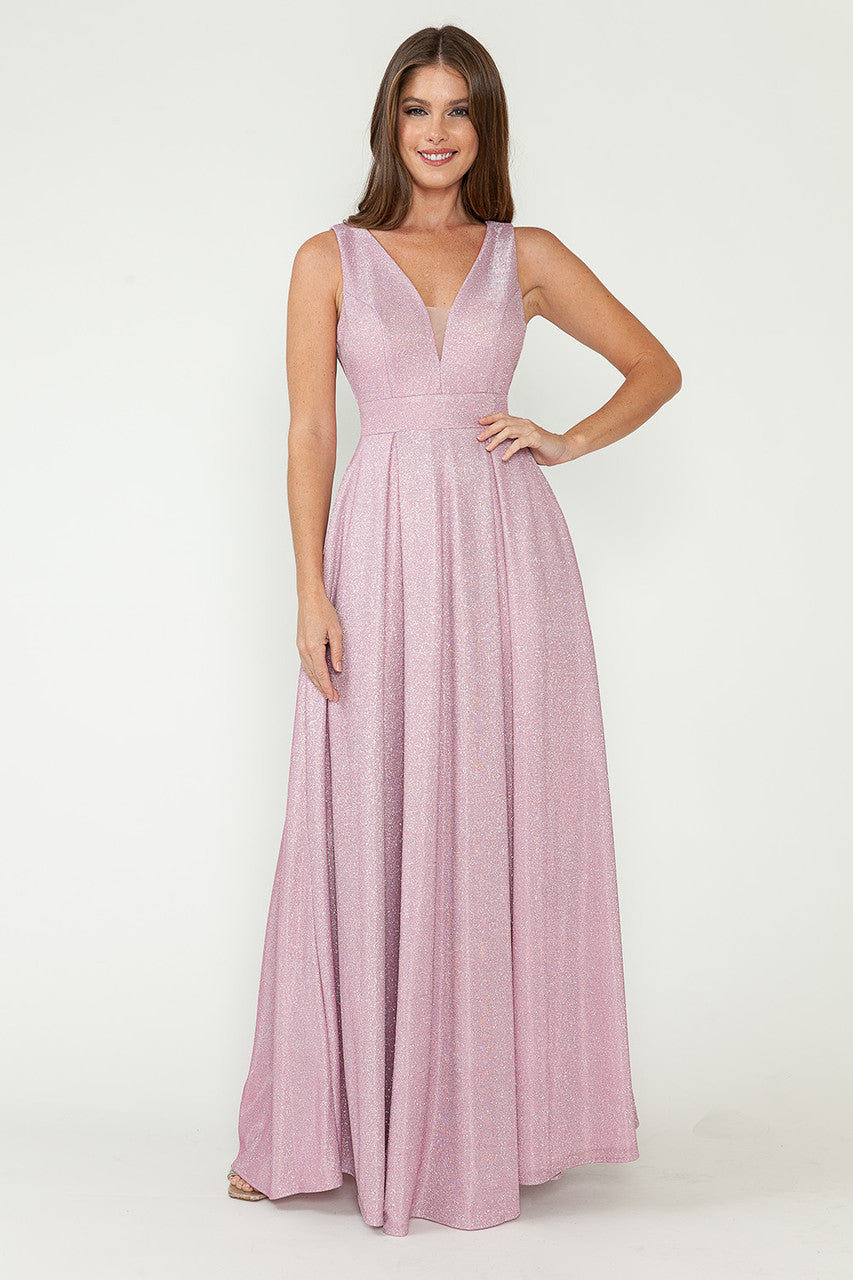 Lenovia 5256 Metallic Glitter Stretch Knit Sleeveless A-line Dress