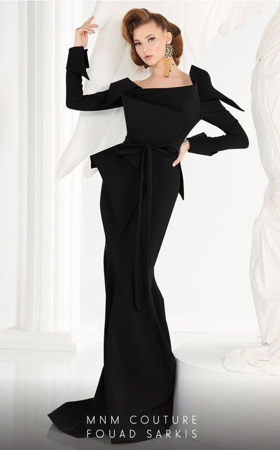 Fouad Sarkis 2540 Off-Shoulder Origami Fishtail Gown by MNM Couture