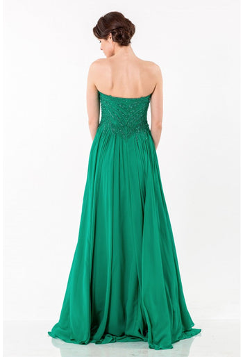 Terani Couture 1522E0465A Metallic Long Prom Dress with Slit – Formal Evening Gown