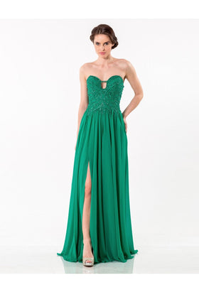 Terani Couture 1522E0465A Elegant Prom Evening Strapless Emerald Formal Metallic Dress