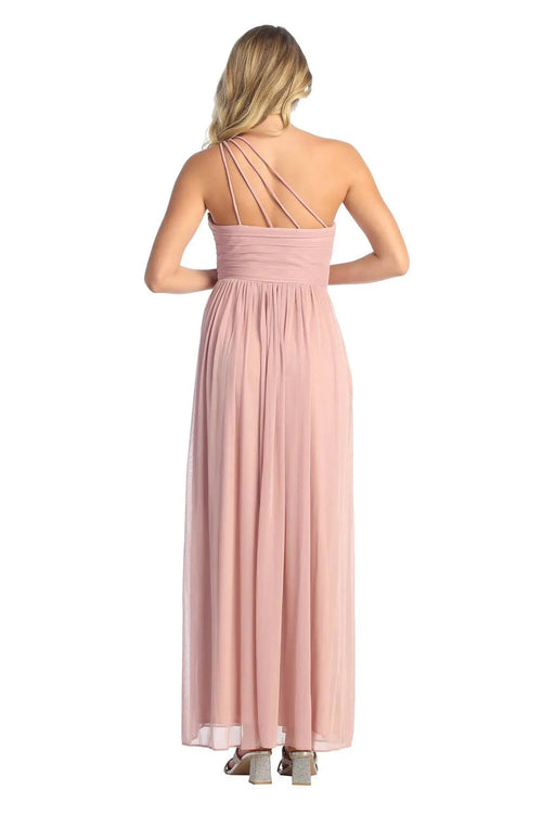 Cindy Collection 1548 Pleated Chiffon Formal Dress with Soft Draping