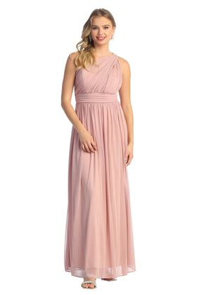 Cindy Collection 1548 Pleated Chiffon Formal Dress with Soft Draping