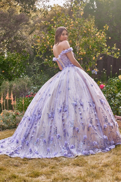 Clearance Lilac Size L Off Shoulder Quinceañera Ball Gown By Ladivine 15704