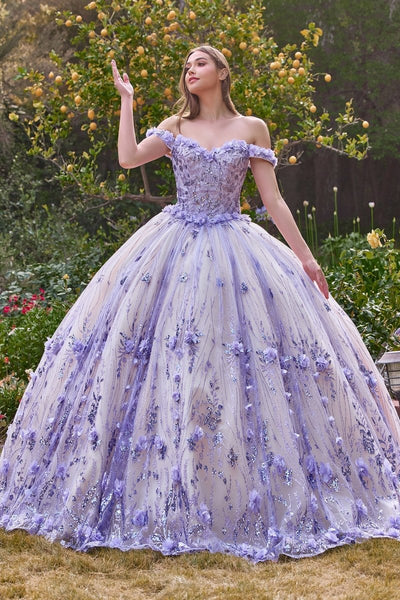 Clearance Lilac Size L Off Shoulder Quinceañera Ball Gown By Ladivine 15704