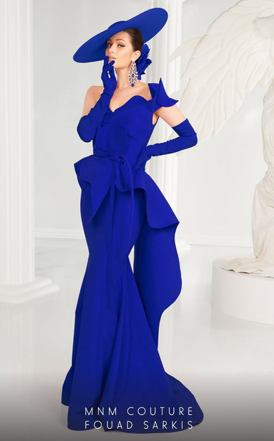 Fouad Sarkis 2553 One-Shoulder Sweetheart Evening Gown in Black by MNM Couture